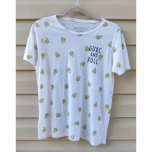 Mighty Fine Avocado Guac and Roll T-shirt Graphic Tee Funny Pun Womens Large L - Picture 4 of 12